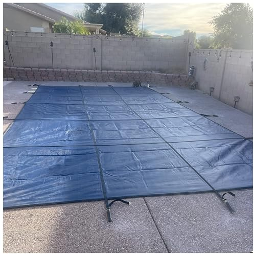 Abdeckplane Pool Rechteckige Winterschwimmbadabdeckung, Mikroelastisches Mesh-Poolschutzgewebe Für Unterflurpools, Anpassbare Größen, Das Installationszubehör Umfasst ( Color : Blue , Size : 200x700cm