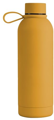 Memotak Borraccia Bottle Soft Touch 500 ml PERSONALIZZABILE -STAMPA UV O LASER Bottiglia isolata a tenuta stagna per Sport, Bambino, Bambina | 24 ore freddo & 12 ore caldo (Arancione uv)