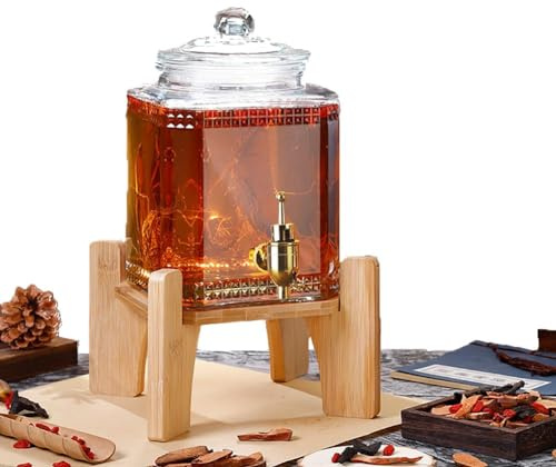 Dispenser per bevande in vetro, dispenser per acqua da 3 l/5 l/7,5 l con rubinetto e coperchio, dispenser per bevande in bottiglia di acqua fredda, barattoli di birra limonata contenitore per 3L A