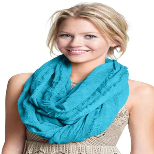 CJ Apparel Mobius Infinity Scarf Seconds Snood Cowl cirkulärt rör Rund sjal Pashmina NY, Turkos, en storlek
