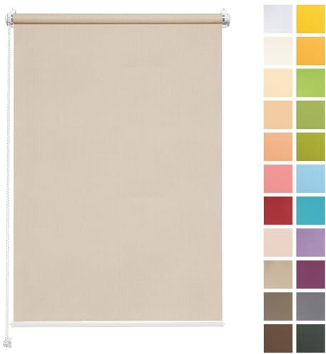 Rettika Sichtschutz Rollo ohne Bohren - Blassebeige, Breite: 85cm, Höhe 220 - Rollos für Fenster ohne Bohren, Fenster rollos für innen, Jalousien zum Klemmen, Klemmrollo