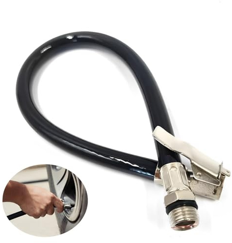 Norhogo Tubo flessibile per gonfiaggio pneumatici per moto e auto, 37cm | Tubo Prolunga di Gomma Flessibile della Pompa di Gonfiaggio
