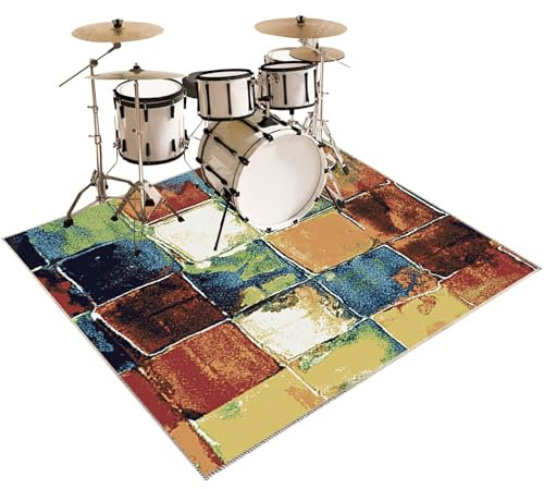 200 x 180 cm Schlagzeugteppich Drum Teppich, Elektrisches Schlagzeug Teppich Teppiche, Professionelles rechteckiges Schallschutz Teppich Elektronisches Jazz Schlagzeug Kit für Bass Snare Drum Matte