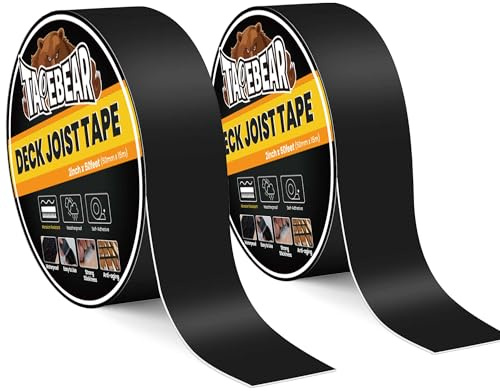 TAPEBEAR Dachbahn Klebeband 50mm x 15m, Butyl-Dichtungsband, wetterfest | für Terrassen, Holz, Dach, Balken, 2 Rollen