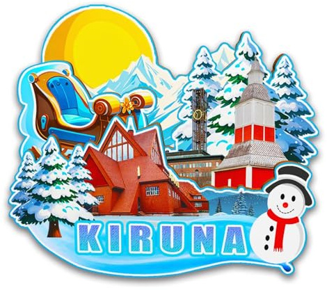 Orlybar Kiruna Schweden Kühlschrankmagnet aus Holz, 3D-Landmarken, Reise-Sammelstück, Souvenirs, Dekoration, handgefertigter Kühlschrankmagnet -6293