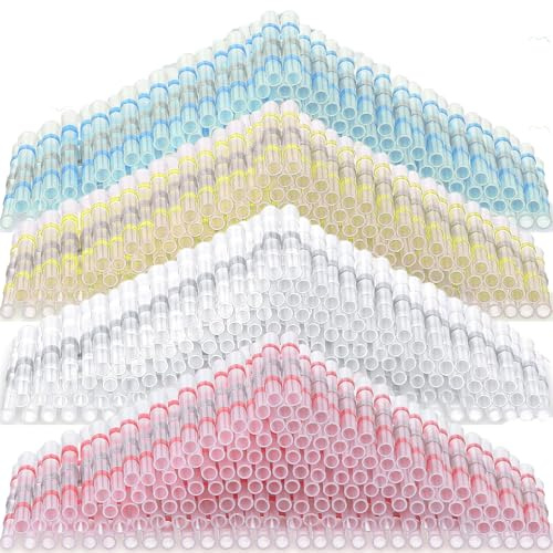 LDXDRU 500Pcs Lötverbinder mit Schrumpfschlauch, Wasserdichte Kabelverbinder, Schrumpfschweißen Schmelzverbinder, Geschweißte Connector Kit Automotive Marine Insulated Waterproof Wire Terminal