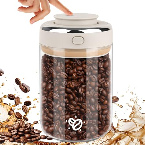 Ezvsevuo Boîte à Café Hermétique, 1100ml Boite a Cafe en Grain Coffee Vault Hermétique de Conservation, Transparent Bocaux en Verre avec Couvercles pour Café Grains,Céréales,Thé, Farine,Noix