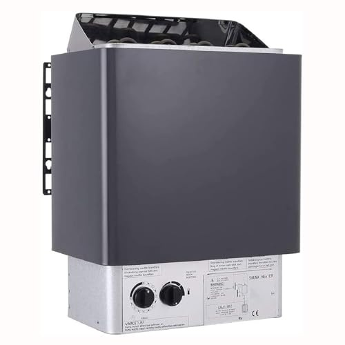 Calentador eléctrico de sauna, 220 V, 3-9 kW, estufa de baño de vapor con controlador interno, temporizador de 3 horas y temperatura ajustable para el hogar, hotel, spa, 141-459 pies cúbicos