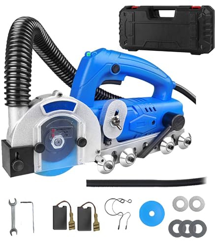Limpiador de juntas eléctrico para azulejos, máquina de mano para limpiar juntas de azulejos con profundidad ajustable y manguera de aspiración. Ranura para limpiar juntas(850W)
