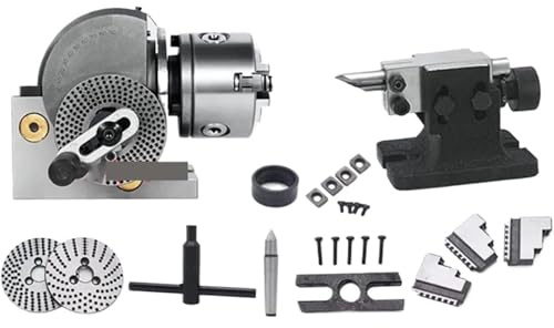 Indexing Dividing Head for Milling Machine 100mm 3-Jaw Chuck Spiral Tailstock Indexing Plate Suitable for milling Machine Rotary Table (Withtailstock)