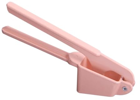 Uonlytech Multifunction Garlic Press and Slicer Pink Alloy Garlic Mincer Crusher with Peeler for Kitchen Use