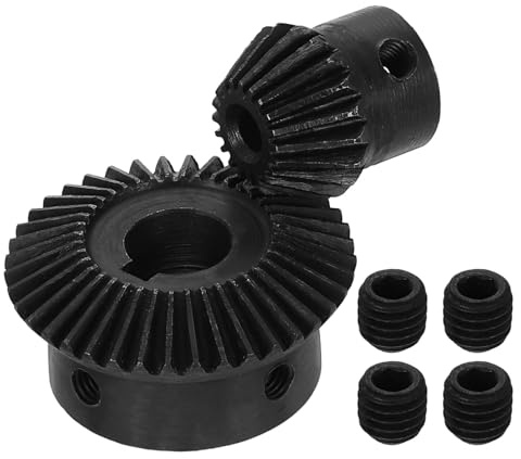QUARKZMAN 2 st avfasade koniska kugghjul, 1 modul 1:2 (20T/40T) rak konisk kugghjul av härdat stål, 90 graders styrkugghjul, (5 mm/12 mm axelhål med nyckelspår)