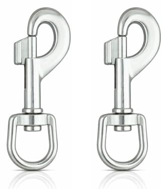 2 Stück Karabiner-Haken mit Drehgelenk - Gr. groß, 85mm - verchromt Bolzenkarabiner für Hunde-Leine Ersatzteil Set - Wirbelkarabiner