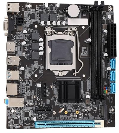 EIMSOAH Scheda Madre da Gioco H110, Scheda Madre Desktop LGA 1151 ATX per CPU 6a 7a 8a Generazione da 14 Nm con 2 Slot PCIe DDR4 M.2 NVMe NGFF da 6 GB