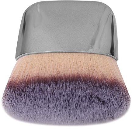 Jiawu Lös Pulverborste, Mini Bärbar Mjukfiberhår Multifunktionell Rougeborste, Foundationborste med Hög Pulverkapacitet Våttorr Dubbel Användning för Makeup Nybörjare (Silver)