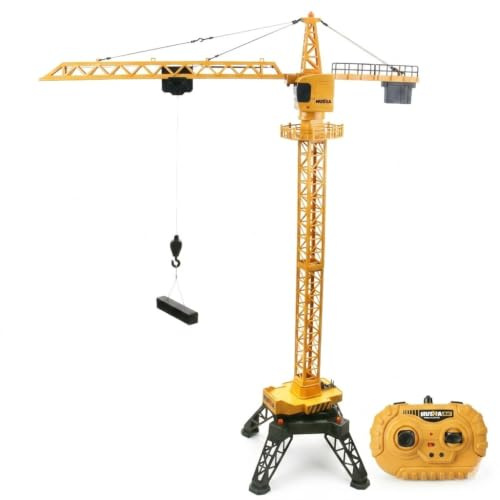 Waka Tienda Grúa Teledirigida Niños 128 cm, Grúa Torre RC 2.4GHz 6 Canales, Rotación 680°, Control Remoto 30 m, Elevación Realista con Gancho, Luces y Sonido, Juguete Construcción Ingeniería