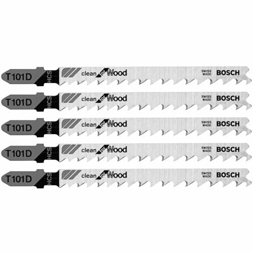 Bosch T101D 5 pc. 4 in. 6 TPI Clean for Wood T-Shank Jig Saw Blades