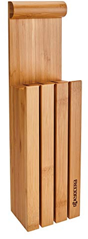 Kyocera BAMBOOKNIFEBLOCK Bambus Messerblock, 34 x 12,5 x 6,6 cm, braun | für Arbeitsplatte, Wandmontage oder Schublade, flexible Aufbewahrung, robuste Verarbeitung