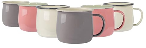 Argon Tableware Farbige Emaille Bauchbecher - 375ml - Packung Von 6-3 Farben