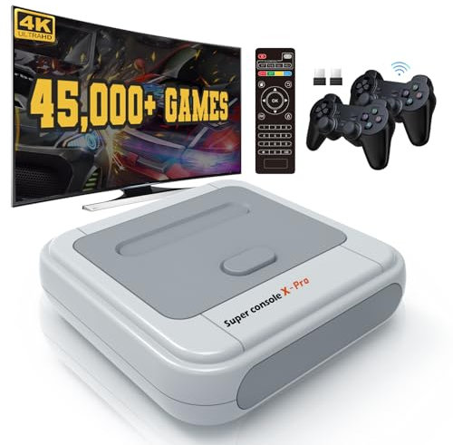 Kinhank Retro Game Console 64GB, Super Console X PRO Built-in 90,000+ Games, Video Game Console Systems for 4K TV HD/AV Output, Dual Systems, Compatible with PS1/PSP/MAME/ATARI (64G)