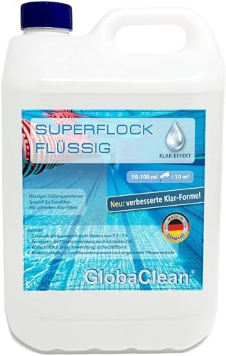 GlobaClean 5 L Superflock flüssig für Pool und Schwimmbad - Flockungsmittel Hochkonzentrat - Sandfilter Flockmittel für kristallklares Poolwasser
