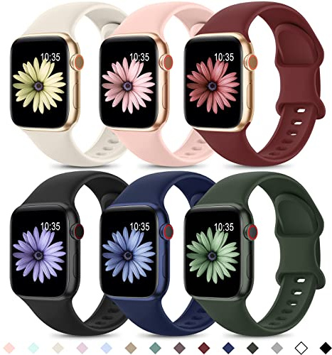 6 Pack Bracelets Silicone Compatibles avec Bracelet Apple Watch Femme Homme | Bracelet Sport pour 38mm 40mm 41mm 42mm 44mm 45mm 46mm 49mm,Bracelet Imperméable pour Serie 11 10 9 8 SE 7 6 5 4 Ultra 3 2 1
