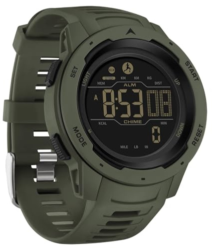 findtime Men's Digital Watch Waterproof Pedometer Watches Sport Watch Step Counter Calorie Military Watch with Stopwatch Alarm LED Backlight Countdown
