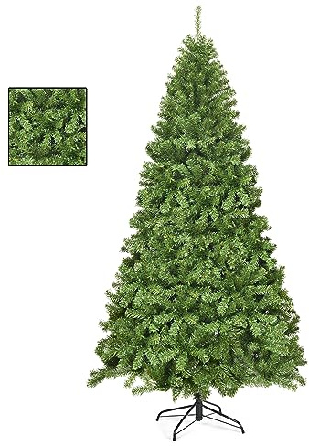KOMFOTTEU Albero di Natale Artificiale 150/180/210/230/270cm in PVC, Albero di Natale ad Apertura Automatica ad Ombrello con Base, Christmas Tree (230 cm, Verde)