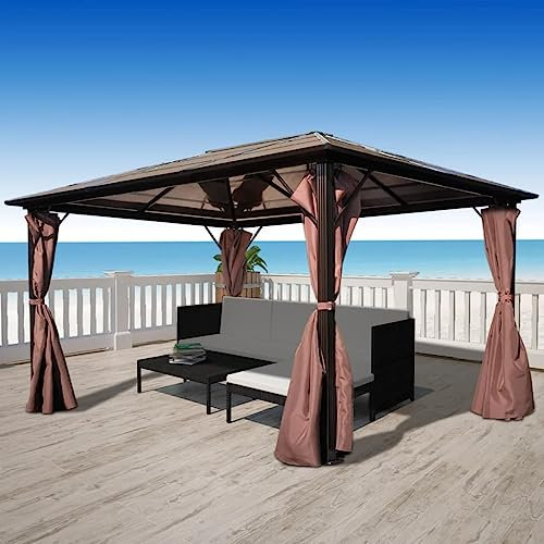 Tendone per Feste Tenda Garage Gazebo Professionale Gazebo con Tenda Marrone in Alluminio 400 x 300 cmAdatto per matrimoni, all'aperto, giardino, feste