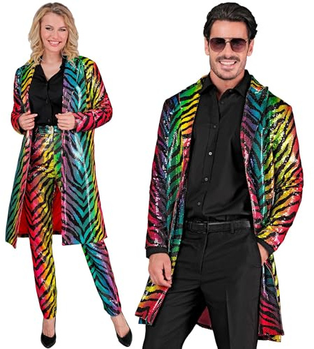 W WIDMANN MILANO Party Fashion - Pailletten Mantel Erwachsene | Glitzer Mantel für Festival, Silvester, Karneval, Disco, Mottoparty und auffällige Party-Outfits