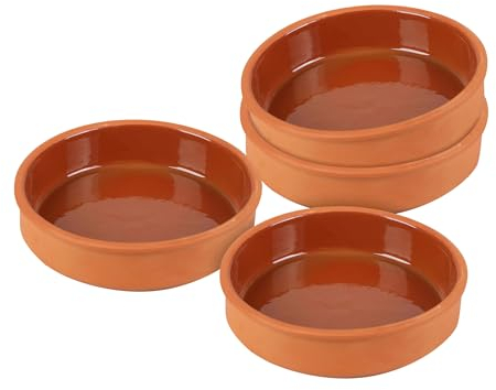 Spetebo Tapas Schalen aus Ton 350 ml - 4er Set - Feuerfeste Auflaufform innen glasiert - Traditionelle Tonschale Dessert Dip Snack Schälchen Tapasschale ofenfest und spülmaschinengeeignet