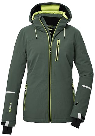 Killtec Damen Ksw 81 Wmn Jckt Skijacke/Funktionsjacke Mit Abzippbarer Kapuze Und Schneefang, Grün/grau, 42 EU