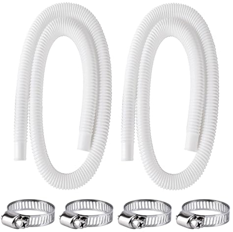 Schwimmbadschlauch Ersatzschlauch, 2 Stück Poolschlauch 32mm, Pool Ersatzschlauch 150cm, Poolpumpe Schlauch mit 4 Sicherungsclip, Filterpumpe Schlauch | Anschlussschläuche
