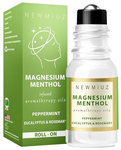 Magnesium Menthol Migraine Roll on Stick - Natural Fast Acting & Cooling Relief Peppermint Eucalyptus Aromatherapy Essential Oils for Headaches Sinus - Perfect Selfcare Gift Stocking Stuffers