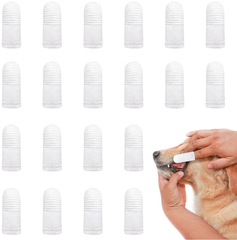 UILYNIU 20 Stück Zahnbürste Hund,Hundezahnbürste Wiederverwendbar,Pet Finger Zahnbürste,Anti-Plaque Finger Hund,Effiziente und Saubere Haustierzahnbürste (Weiß)