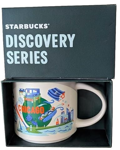 Starbucks Discovery Series Chicago Keramik-Kaffeetasse, 400 ml, Weiß und Blau