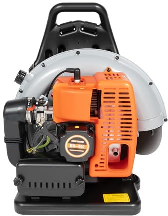 Soffiatore a Scoppio 63 cc Spalla Zaino Soffiatore a Benzina 2 Tempi 6800 R/Min Palmare Soffiatore 2,7 KW 0,3 m³/s Soffiatori per Foglie con Tracolla Regolabile per Pulire Foglie, Polvere Stradale