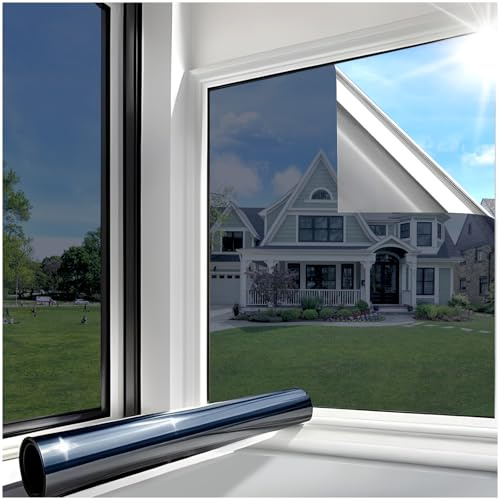 Lifetree Fensterfolie Spiegelfolie Hitzeschutz 90x300cm Schwarz-Silber