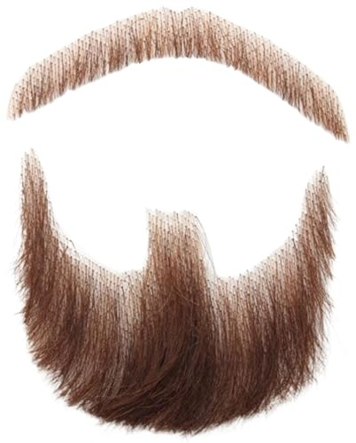 Künstlicher Bart, Echthaar, realistischer Bart, gefälschter Schnurrbart, unsichtbarer gefälschter Gesichtshaar-Kostüm, Spitzenbart für Männer, Braun, Perücken, Haarteile für Erwachsene
