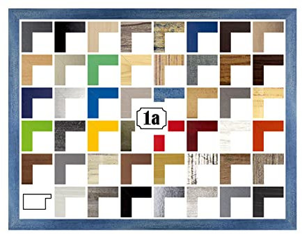 Colorello Bilderrahmen Posterrahmen Puzzlerahmen 75x98 cm Hellblau Gewischt 98x75 cm mit weisser Rückwand und klarem Acrylglas