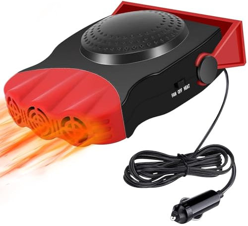 Leaflai 12v Heizlüfter - 150w Autoheizung Plug-in Zigarettenanzünder, 2 in 1 multifunktional Kühlung Fan & Portable Heizung,Windschutzscheiben Entfroster Demister Zusatzheizung für Auto