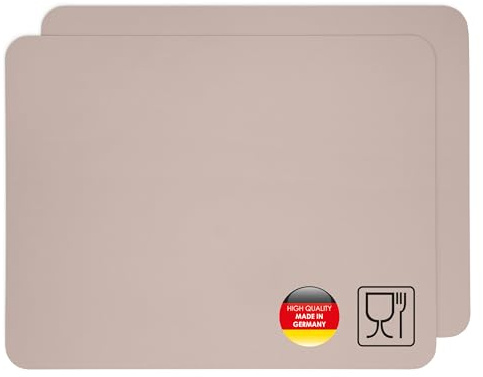 Ehrenkind® Platzset Kinder – Made in Germany Abwaschbares Tischset aus 100% PE, Eva-PP-Film, rutschfest und BPA-frei – Perfekte Tischunterlage für Mahlzeiten | 54x42 cm | 2-er Set | Taupe
