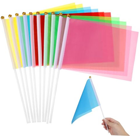 KITANDOVE 50stücke Einfarbige Handflaggen Mini Flaggen Für Partys Feiern Und Veranstaltungen Rosy Grün Rot Gelb Blau Leicht Und Tragbar Für Dekoration Und Unterhaltung