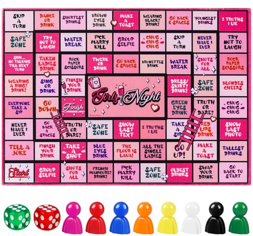 Fofeadm Drinking Games for Adult, Girls Night Rubber Mat Drinking Board Games, Funny Party Interactive Drinking Games for Girls Night, Bachelorette Party, Age 21+, 2-8 Players