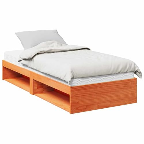 vidaXL Tagesbett mit Matratze Wachsbraun 100x200 cm Massivholz Kiefer, Sofabett, Schlafsofa, bequemes Schlafsofa, Gästebett, Komfortables Schlafsofa