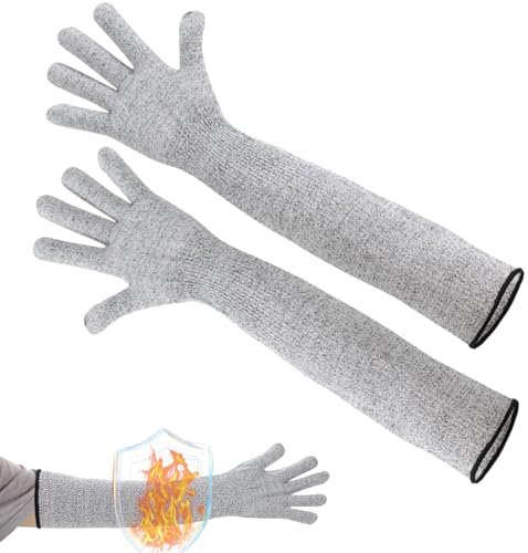 Eoixuqba 2 Paar Schutzhandschuhe, Gartenarbeit, lang, 55 cm lang, schnittfeste Handschuhe mit langen Armärmeln, schnittfeste Handschuhe, lange Ärmel, Hand-, Handgelenk-, Unterarmschutz, für