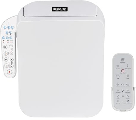 KERDE F30B Square Electric Bidet Toilet Seat - Heated Seat, Warm Water Cleansing, Air Dryer, Adjustable Nozzle, Remote Control, Energy Saving, Easy Installation for Square Toilets