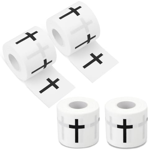 Gosknor 4 Rollen Cross Athletic Tape, 5 cm x 7 m Baumwolle Christliches Religiöses Sport Knöchel Handgelenk Tape mit Gezackten Kanten für Gymnastik Tennis Boxen Fußball Baseball Sportler (Weiß)