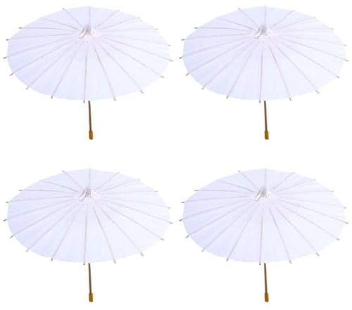 FOMIYES Kids Oil Paper Umbrella 4-Pack Blank Parasol for Children 3-4 Years Diy Hand-Painted Art Craft Project Windproof Stick Umbrella