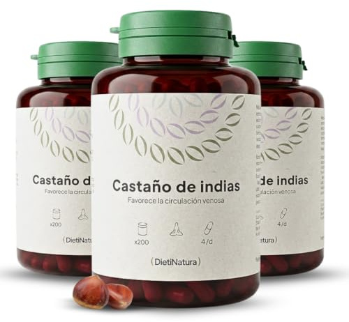 Dieti Natura Castaño de Indias - Alivio Natural para Piernas Cansadas y Pesadas - Mejora la Circulación y la Salud Venosa - Suplemento para Varices, Hinchazón y Retención de Líquidos (Pack de 3)
